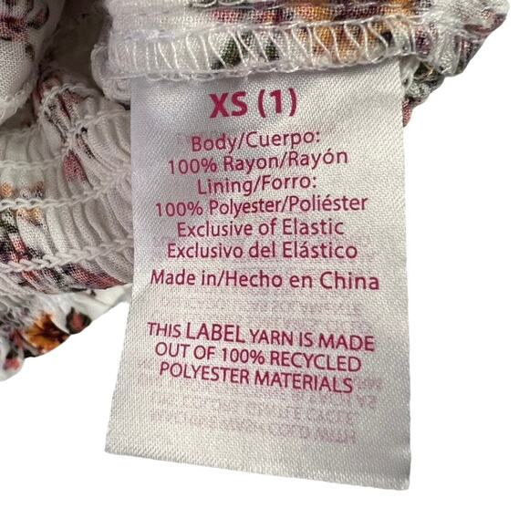 No Boundaries Top Women XS Juniors Ivory Floral Puff Sleeve Cropped Empire Waist - Picture 8 of 8